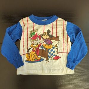 Vintage Mickey Mouse Pluto Good Night Sleep Shirt Graphic Print Kids/Youth 4T